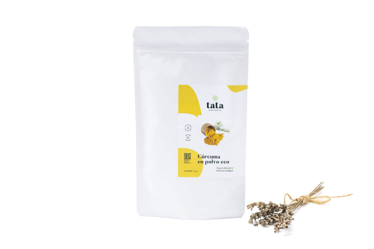 Cúrcuma en polvo ecológica, especia india, Tata Alimentos
