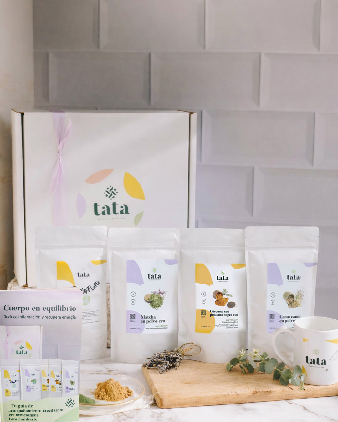 Pack Cuerpo en Equilibrio con matcha, cúrcuma, camu camu y Desimf Latte, Tata Alimentos