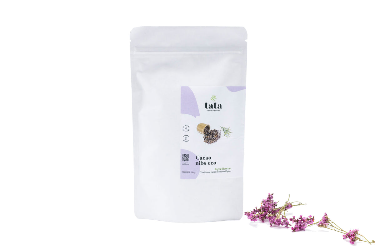 Cacao nibs ecológico, cacao puro crujiente, Tata Alimentos