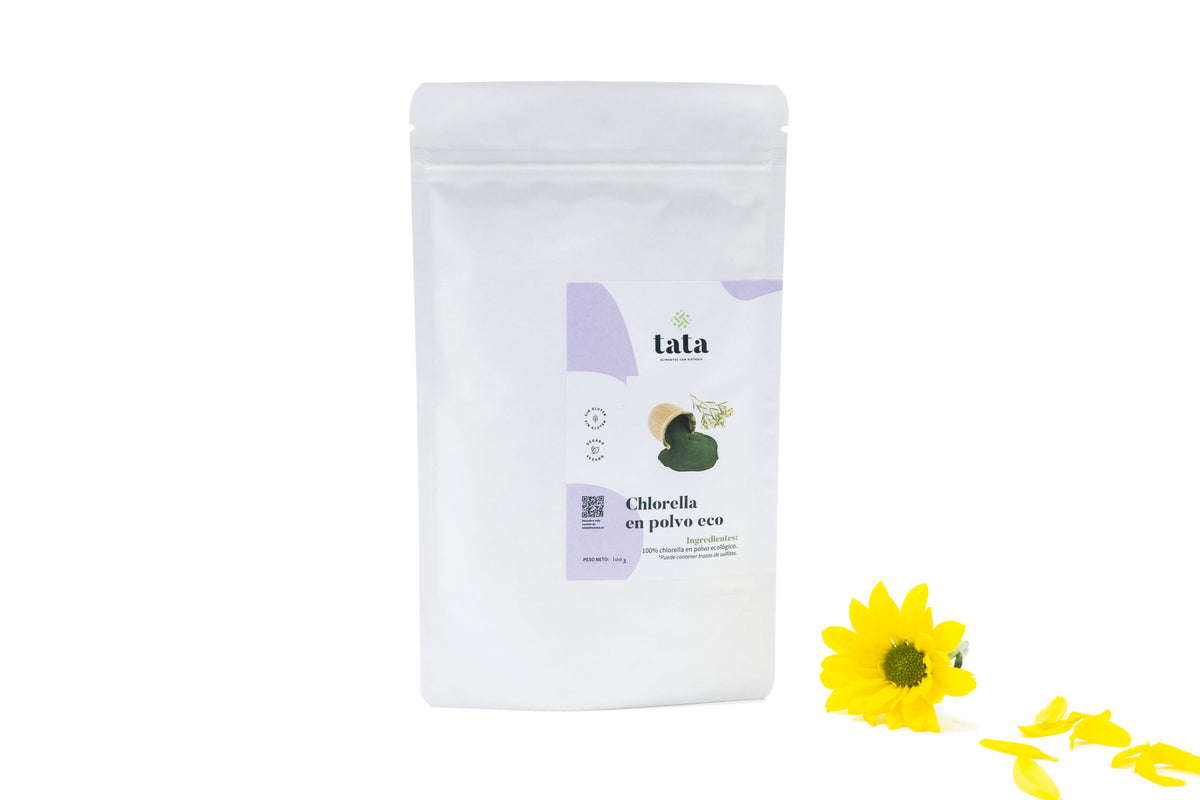 Chlorella en polvo ecológica, alga rica en clorofila, Tata Alimentos