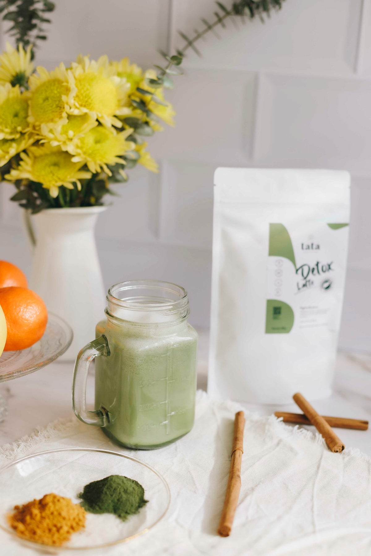 Detox Latte, mezcla de clorella, spirulina y matcha, Tata Alimentos