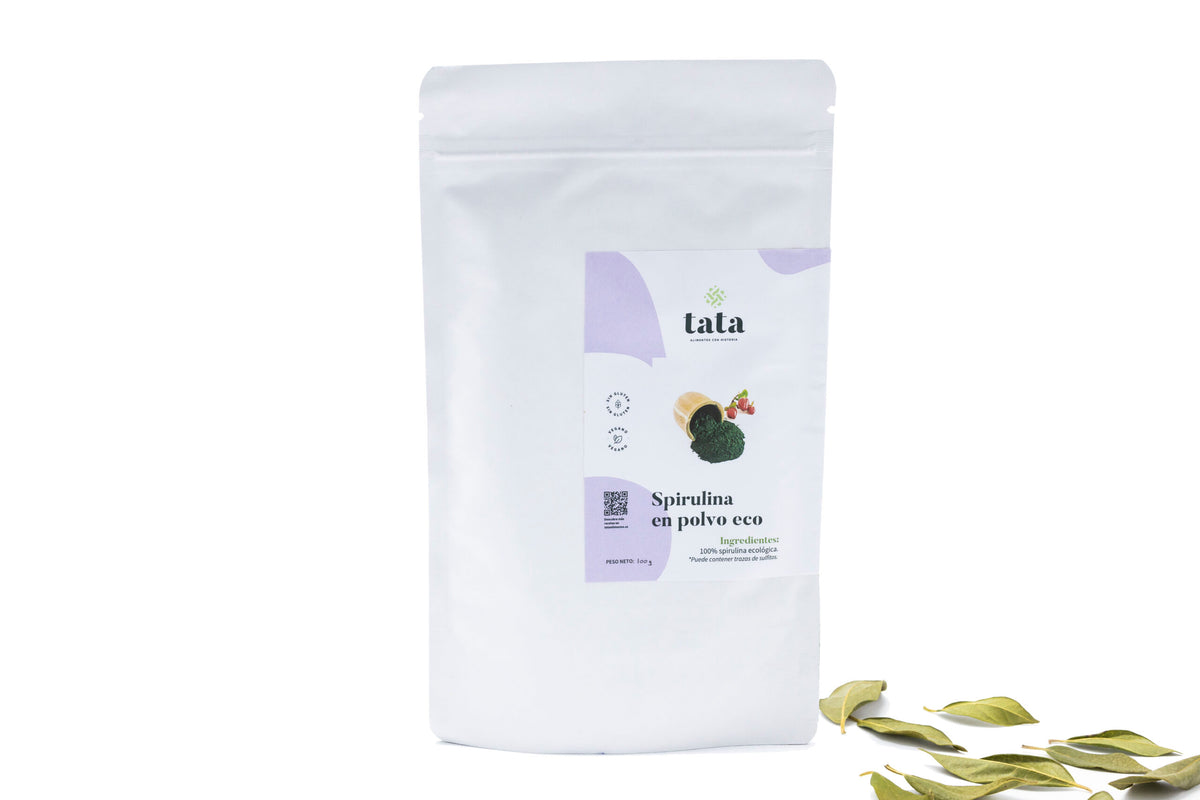 Espirulina en polvo ecológica, microalga rica en proteína vegetal, Tata Alimentos